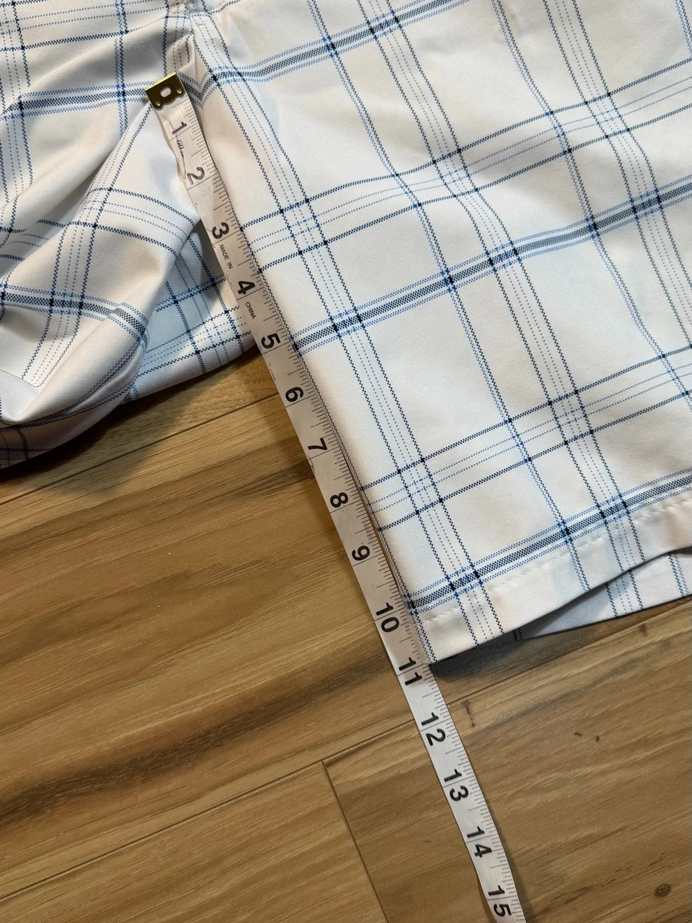 Men's White & Light Blue Plaid Shorts